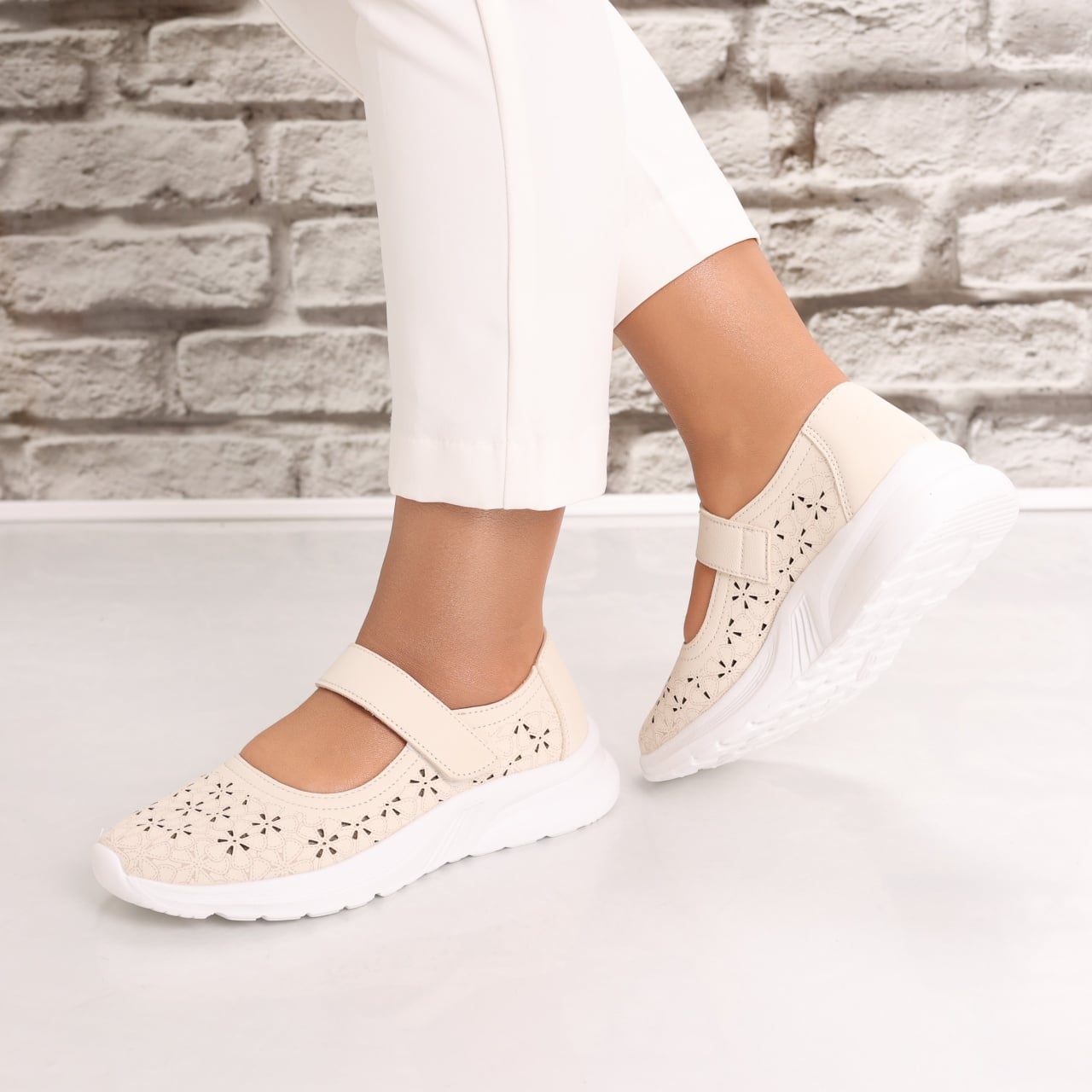 Pantofi dama casual Bej din Piele Ecologica Lani - poza 5