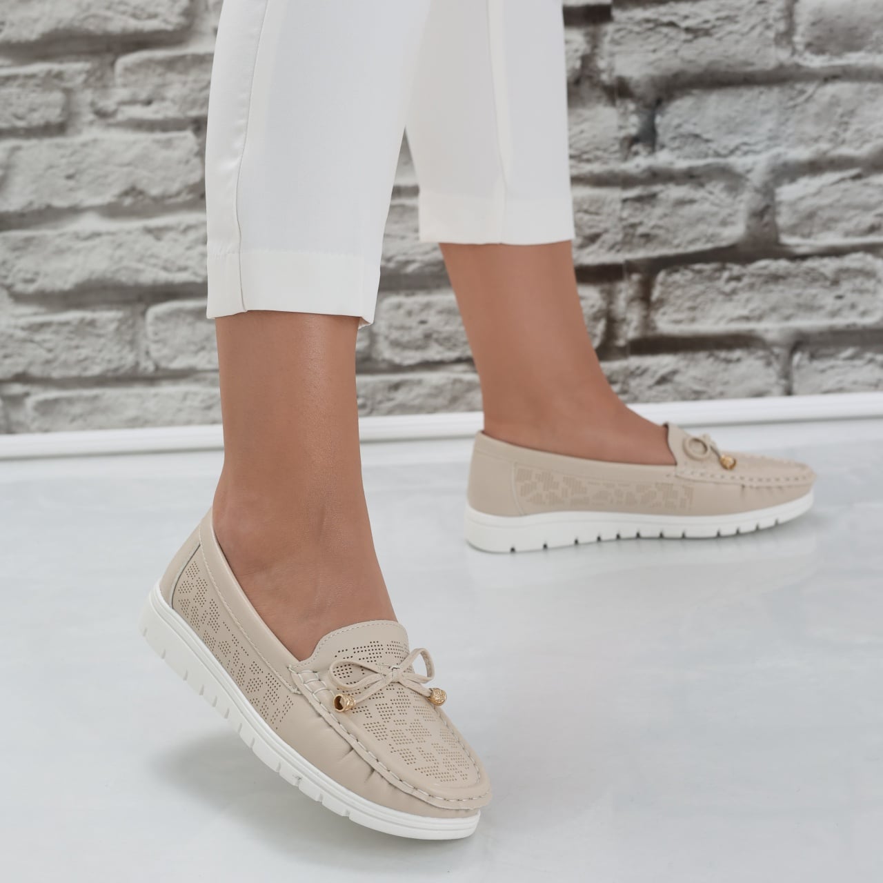 Pantofi dama casual Bej din Piele Ecologica Lujaina - poza 2