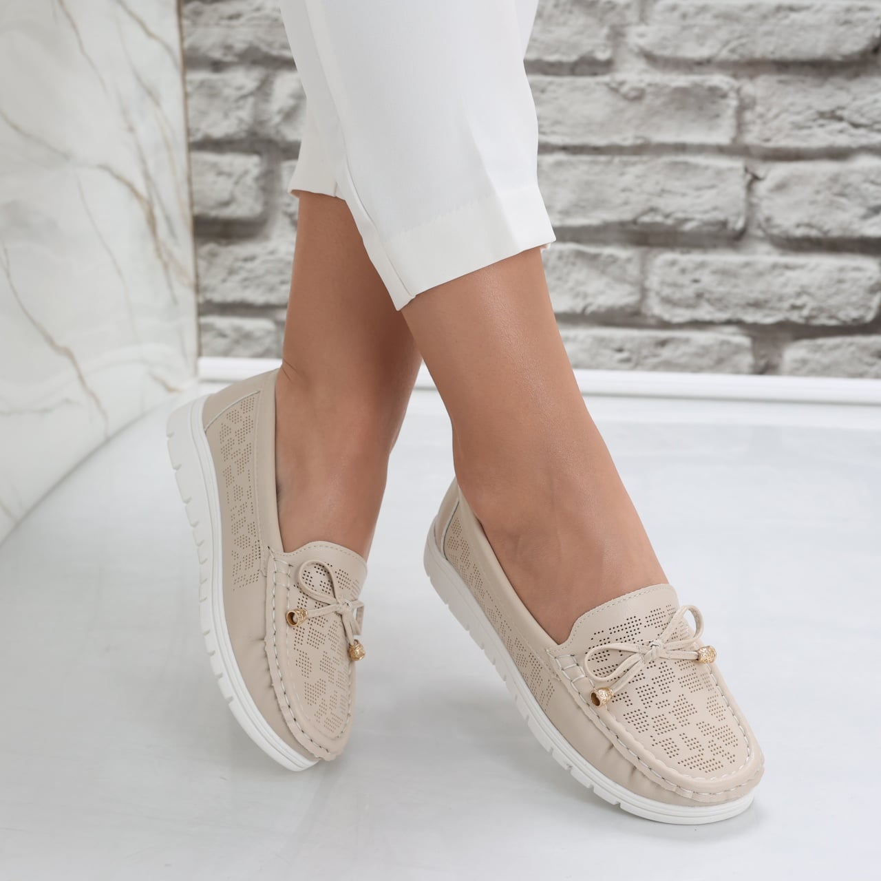 Pantofi dama casual Bej din Piele Ecologica Lujaina - poza 4