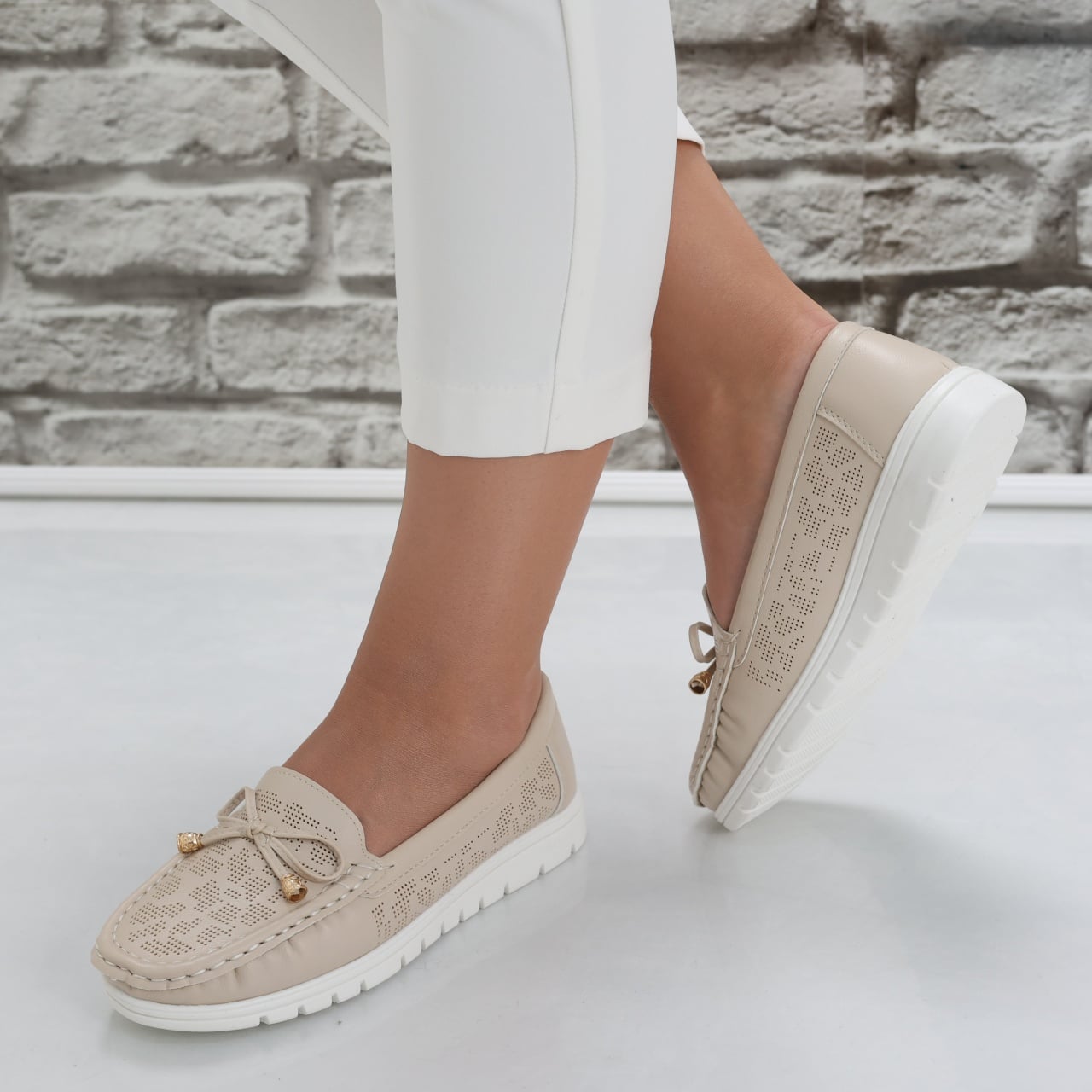 Pantofi dama casual Bej din Piele Ecologica Lujaina - poza 5