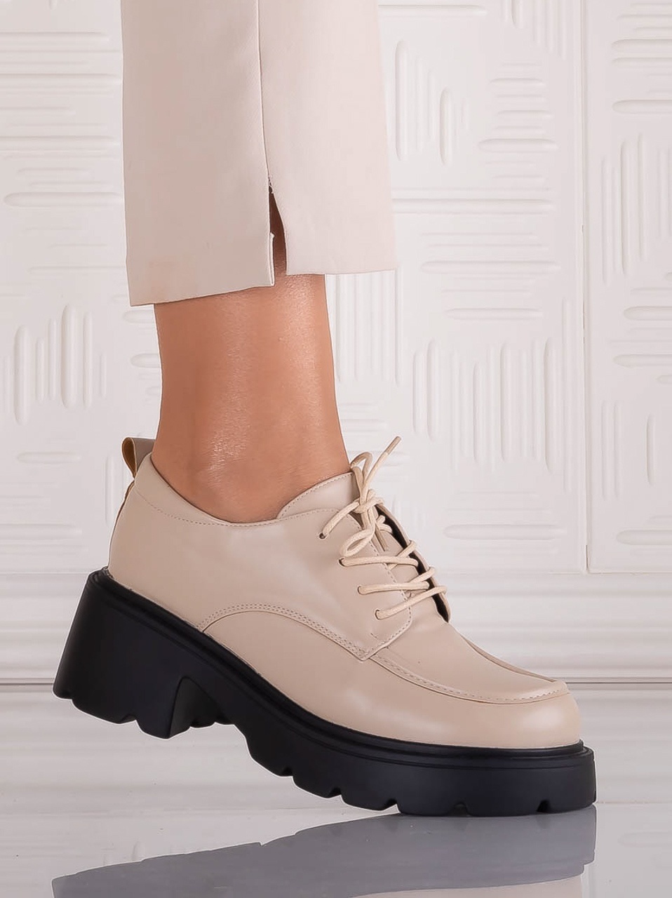 Pantofi dama casual Bej din Piele Ecologica Misayna - poza 1
