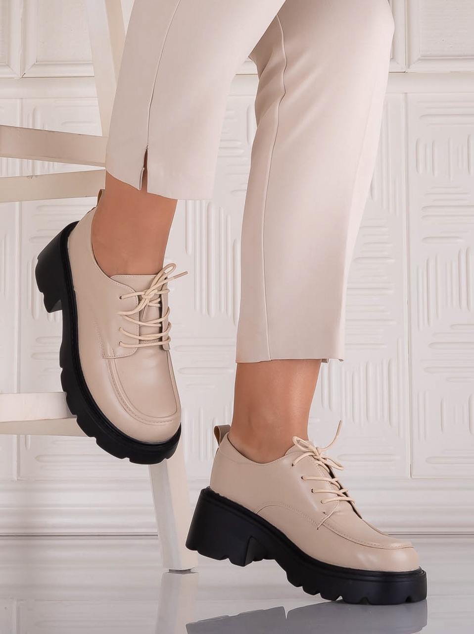 Pantofi dama casual Bej din Piele Ecologica Misayna - poza 2