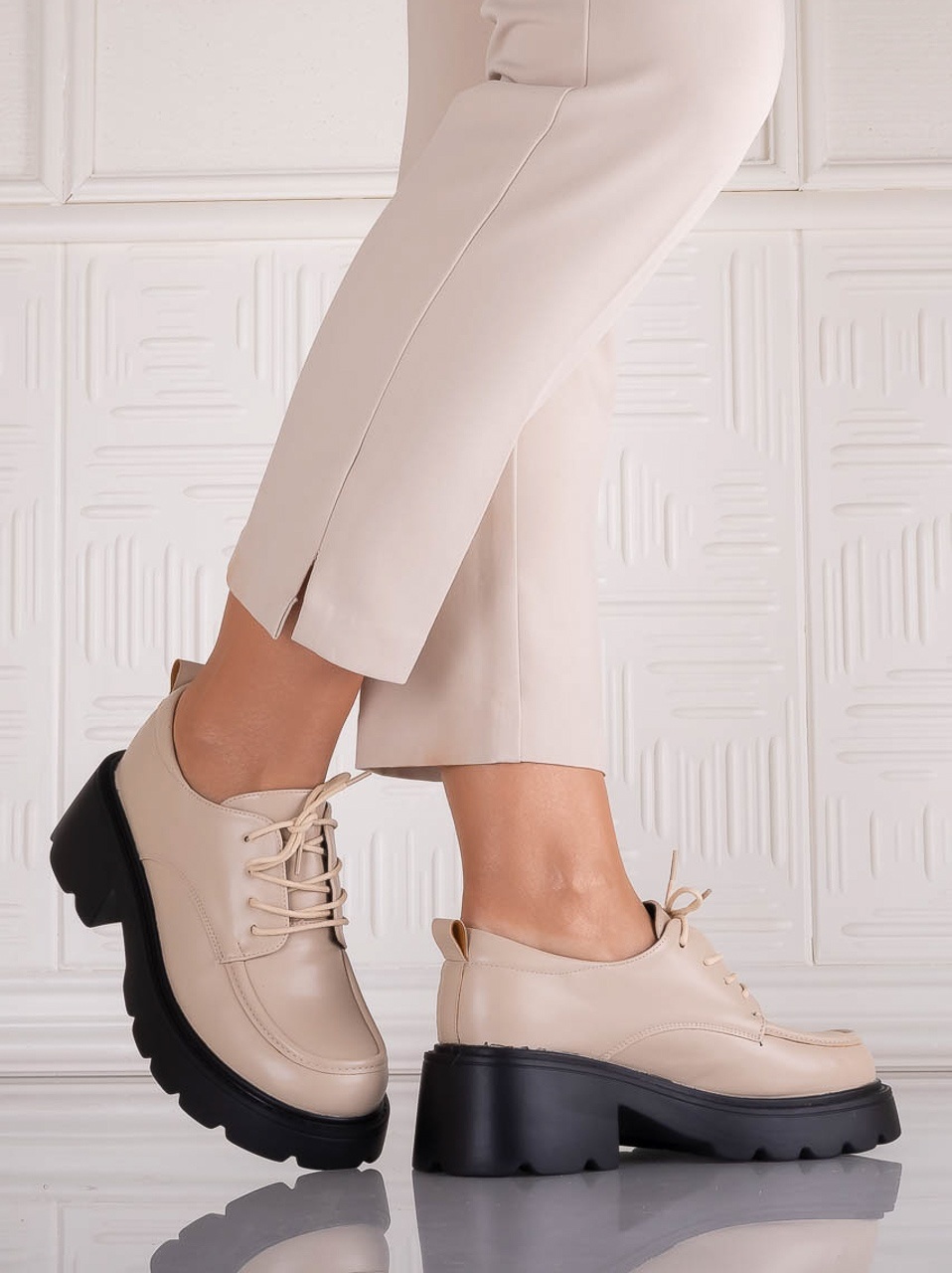 Pantofi dama casual Bej din Piele Ecologica Misayna - poza 3