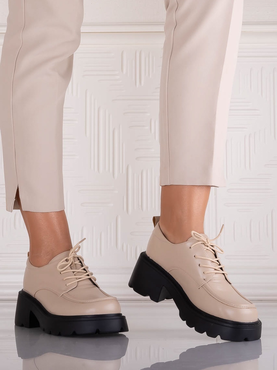 Pantofi dama casual Bej din Piele Ecologica Misayna - poza 4