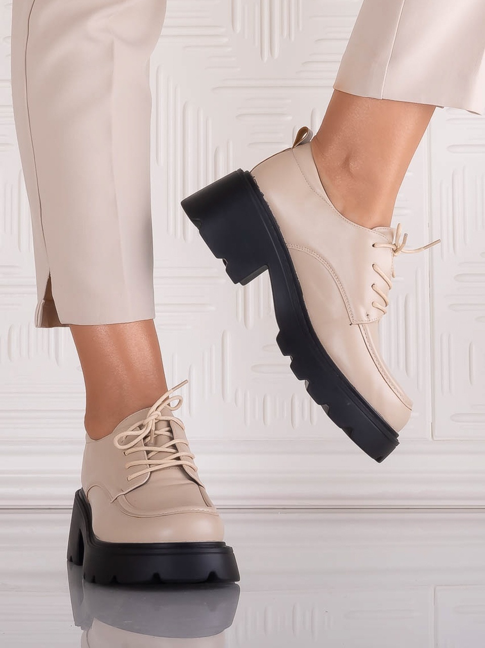 Pantofi dama casual Bej din Piele Ecologica Misayna - poza 5