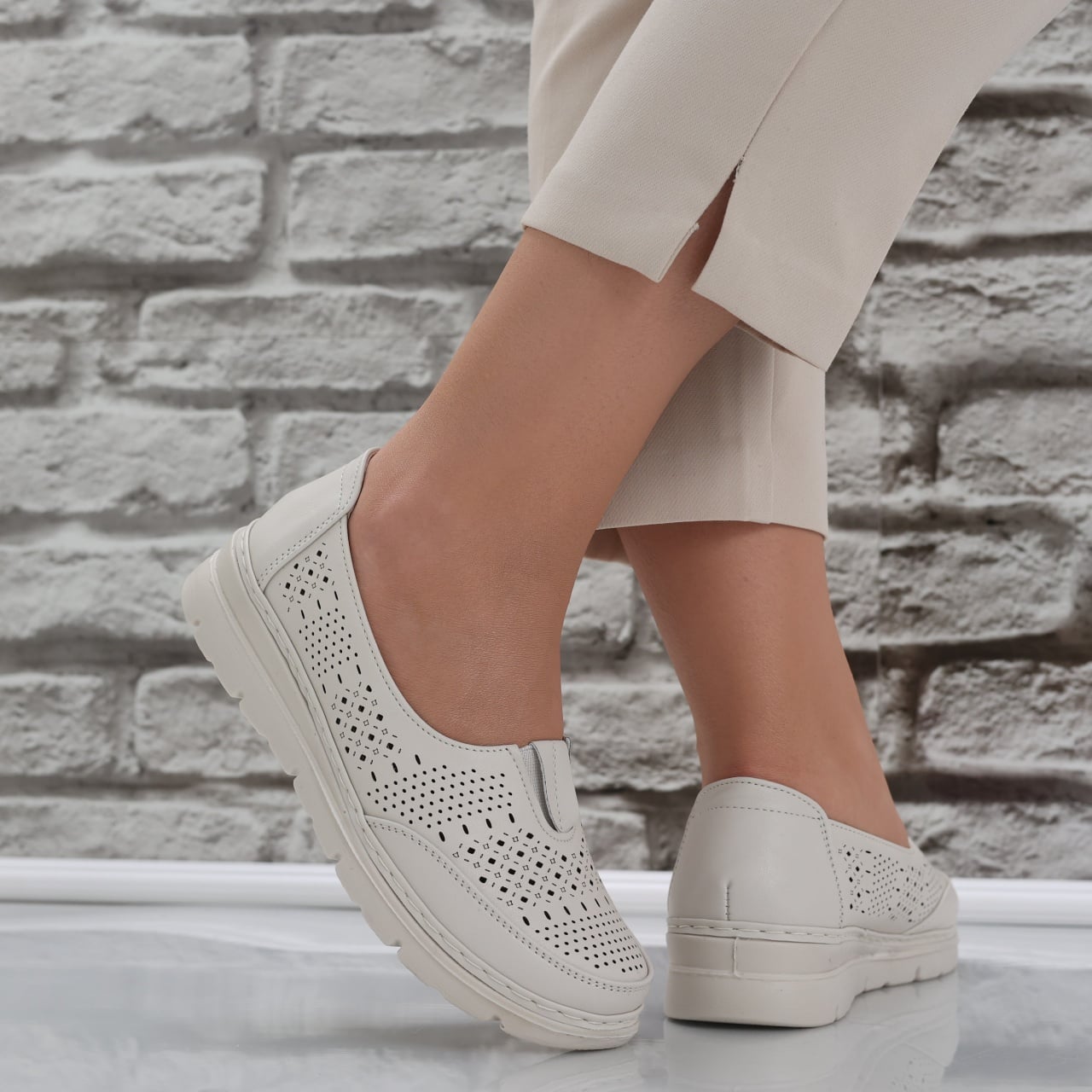 Pantofi dama casual Bej din Piele Ecologica Molica - poza 4