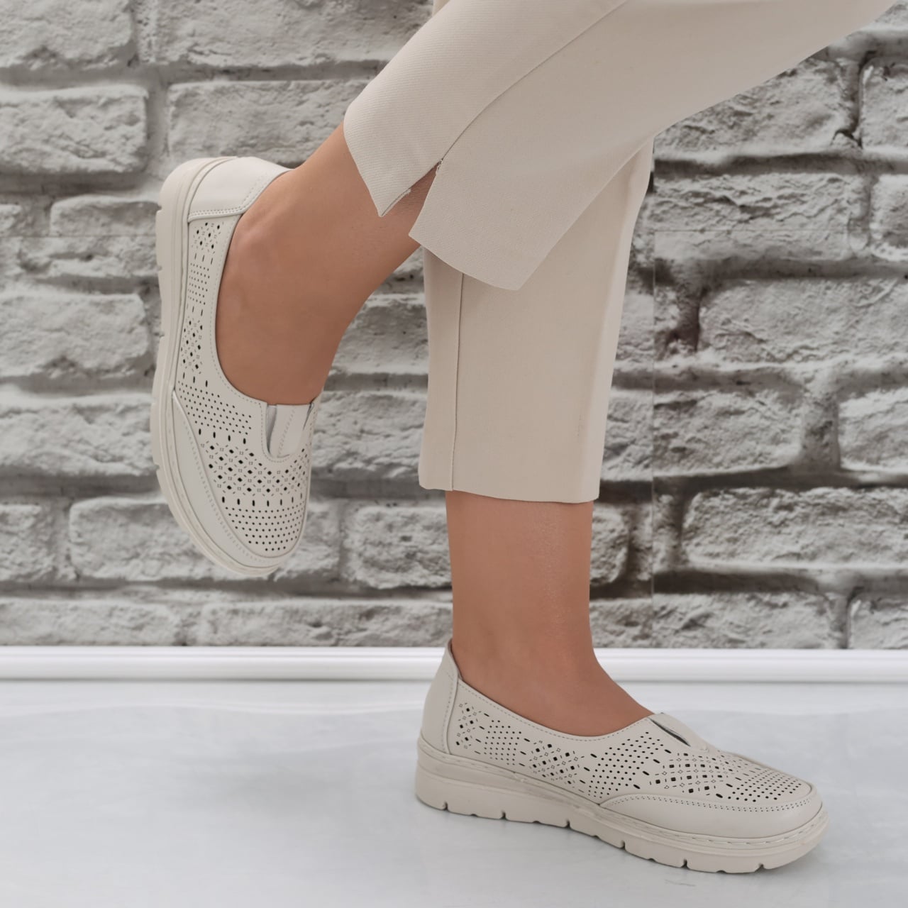 Pantofi dama casual Bej din Piele Ecologica Molica - poza 5
