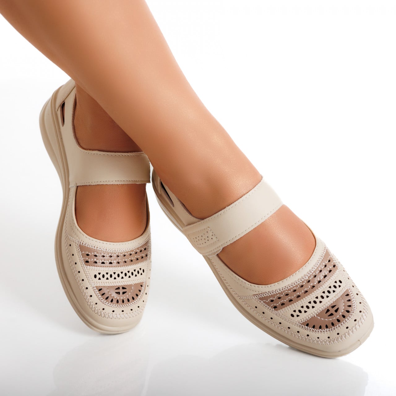 Pantofi dama casual Bej din Piele Ecologica Oema - poza 4