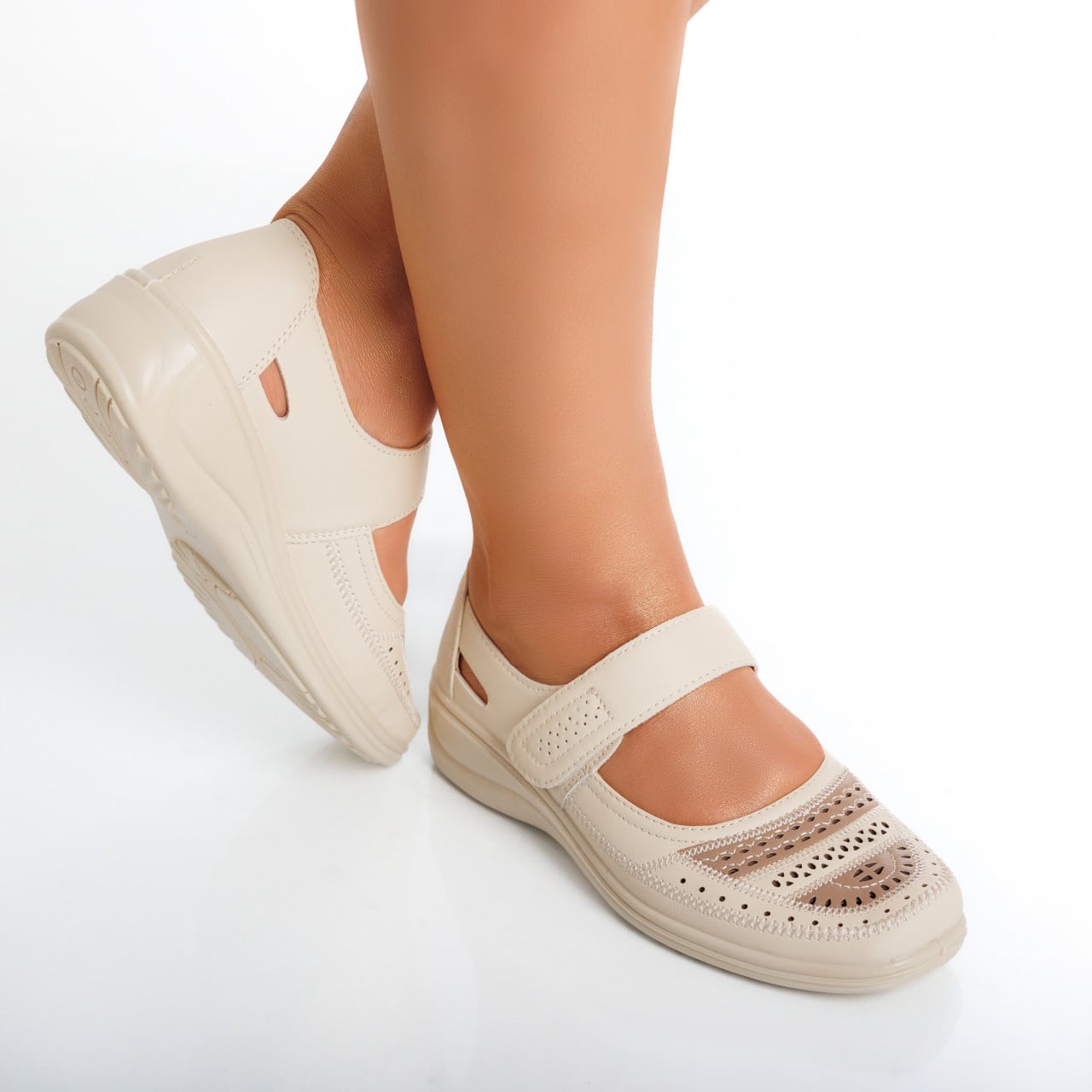 Pantofi dama casual Bej din Piele Ecologica Oema - poza 5