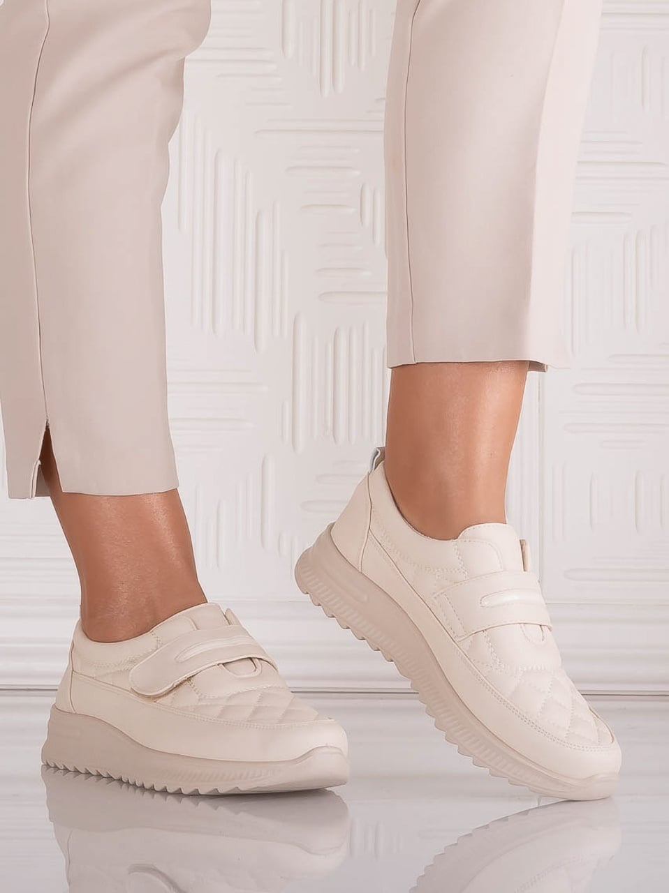 Pantofi dama Casual Bej din Piele Ecologica Osica - poza 1