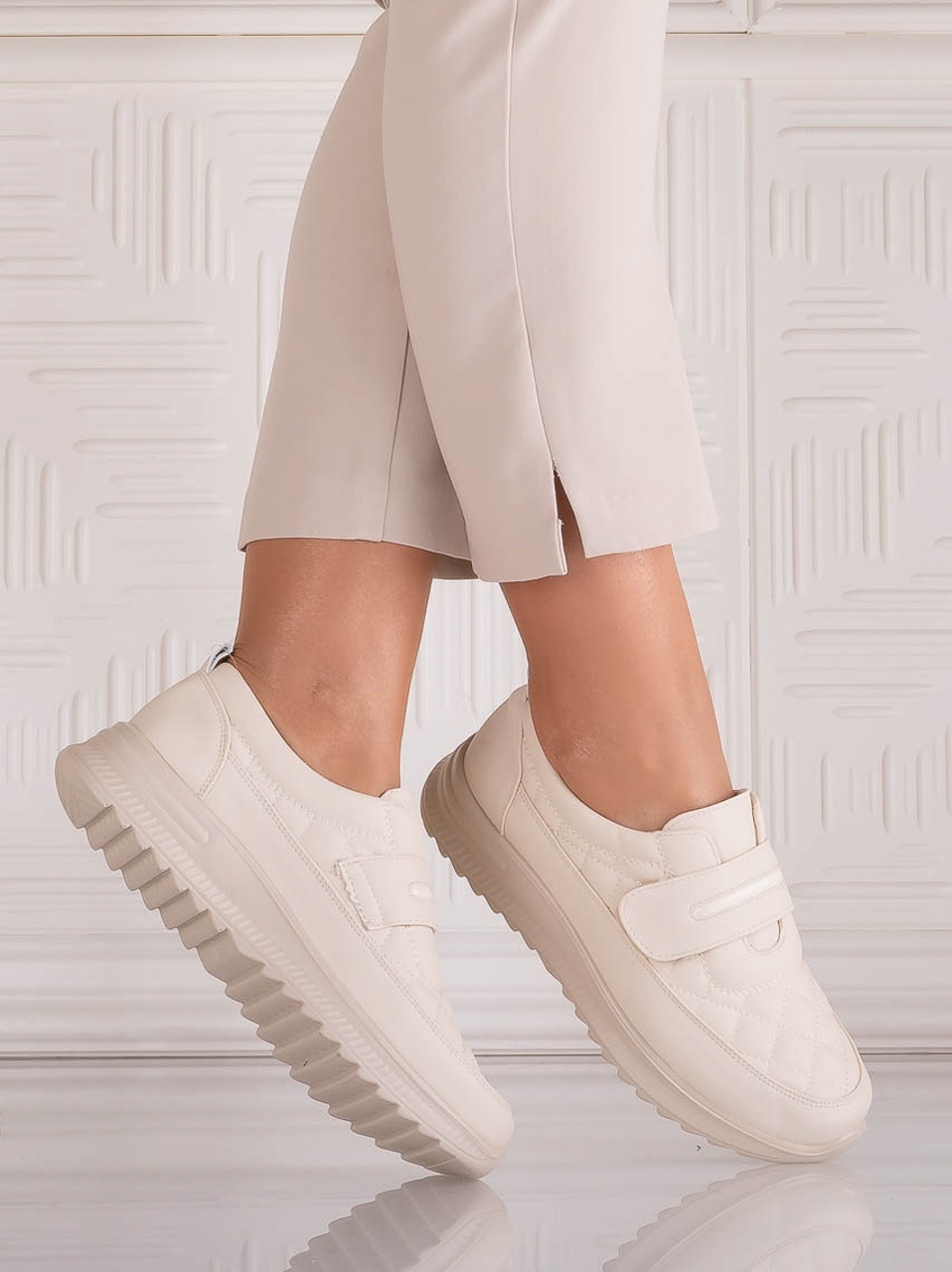 Pantofi dama Casual Bej din Piele Ecologica Osica - poza 2