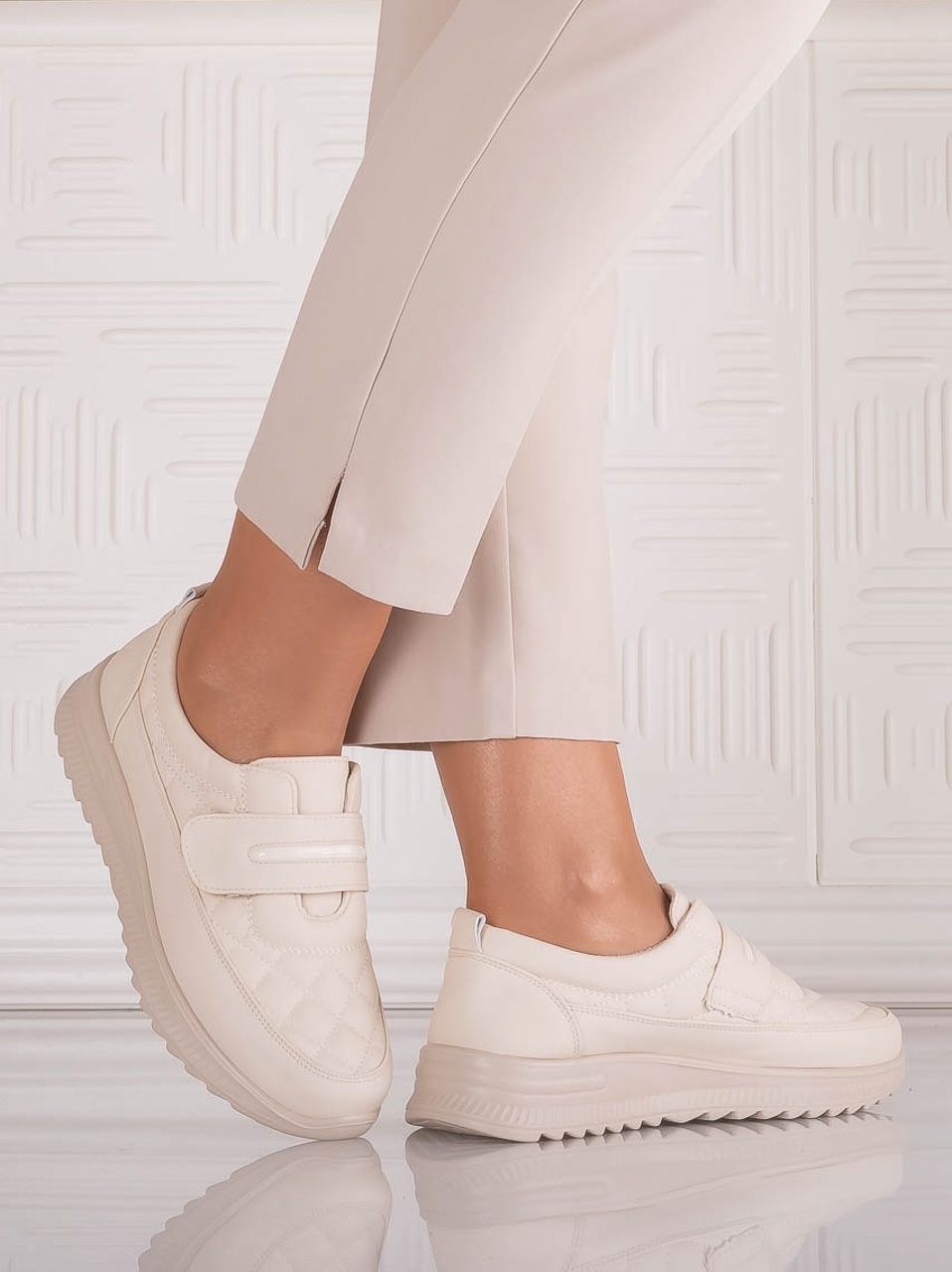 Pantofi dama Casual Bej din Piele Ecologica Osica - poza 5
