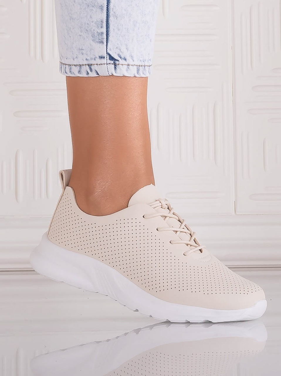 Pantofi dama Casual Bej din Piele Ecologica Rafira - poza 1