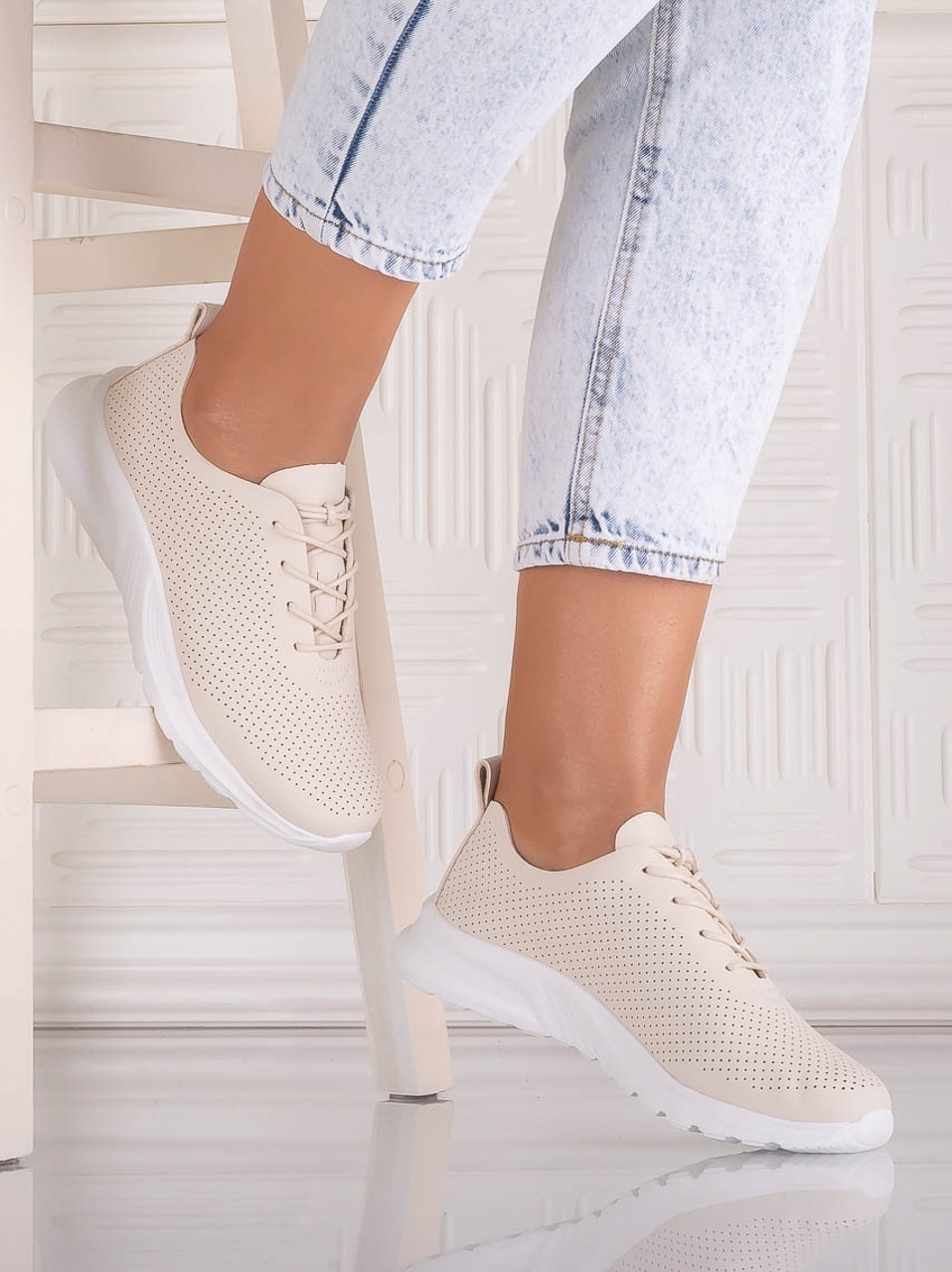 Pantofi dama Casual Bej din Piele Ecologica Rafira - poza 2