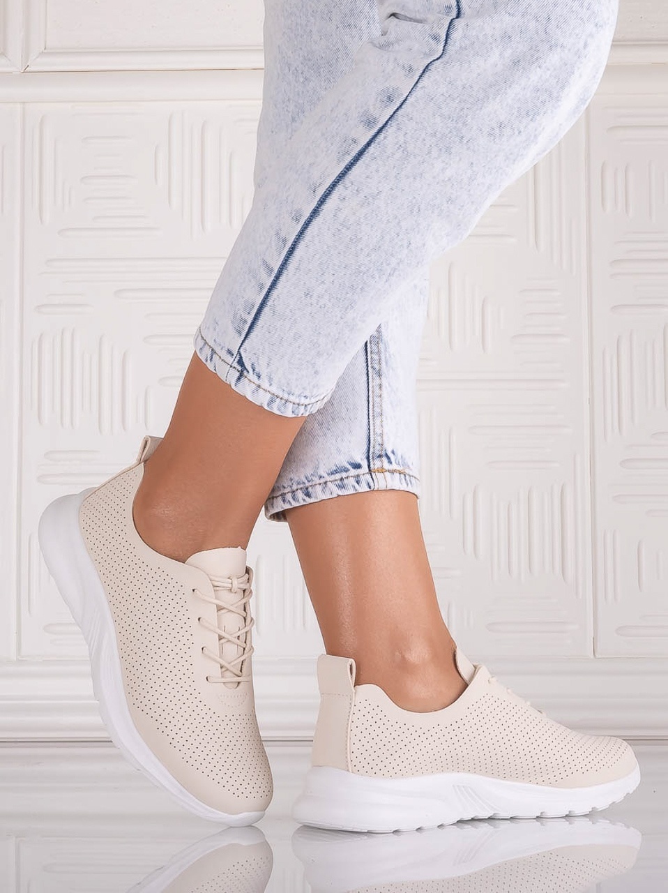 Pantofi dama Casual Bej din Piele Ecologica Rafira - poza 3