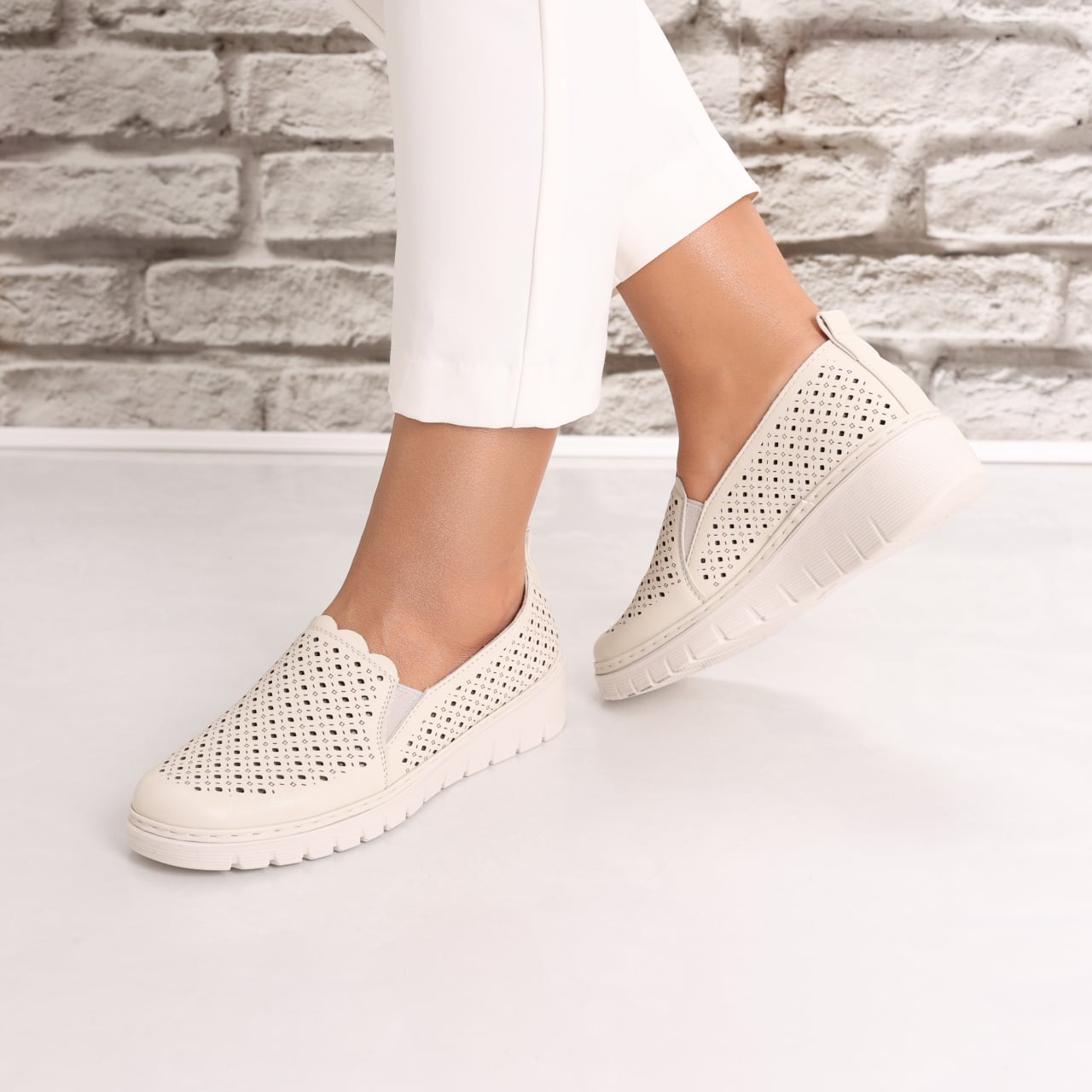 Pantofi dama casual Bej din Piele Ecologica Rujaina - poza 5