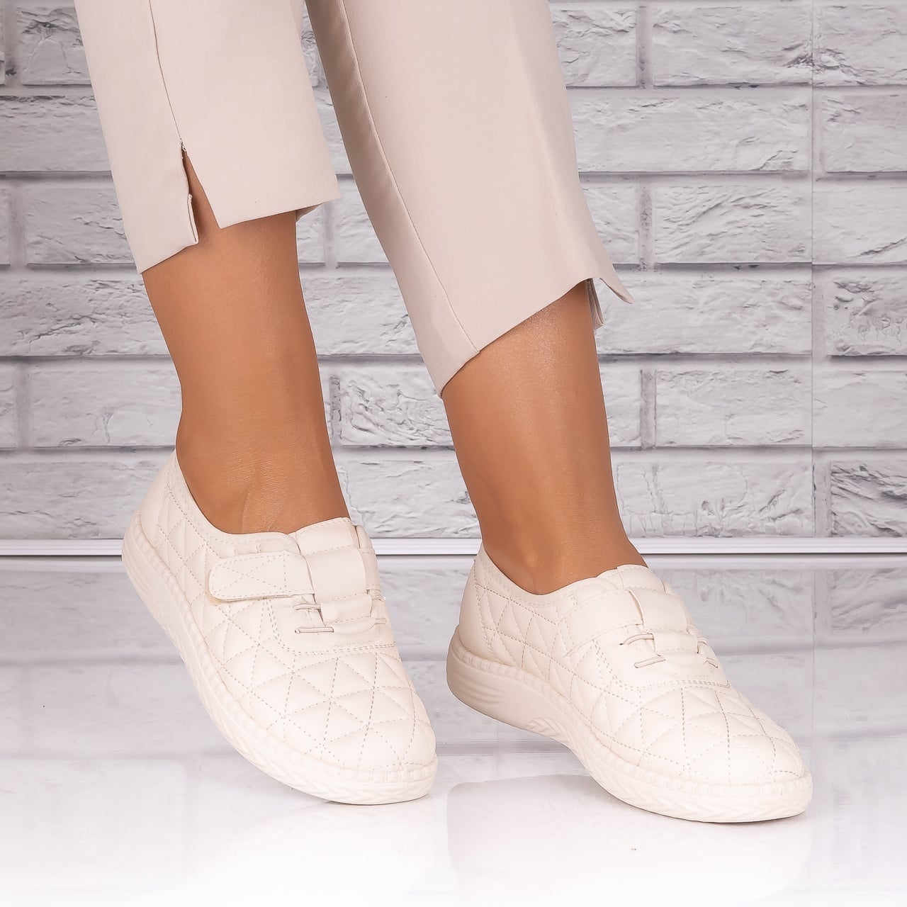 Pantofi dama casual Bej din Piele Ecologica Saraya - poza 1