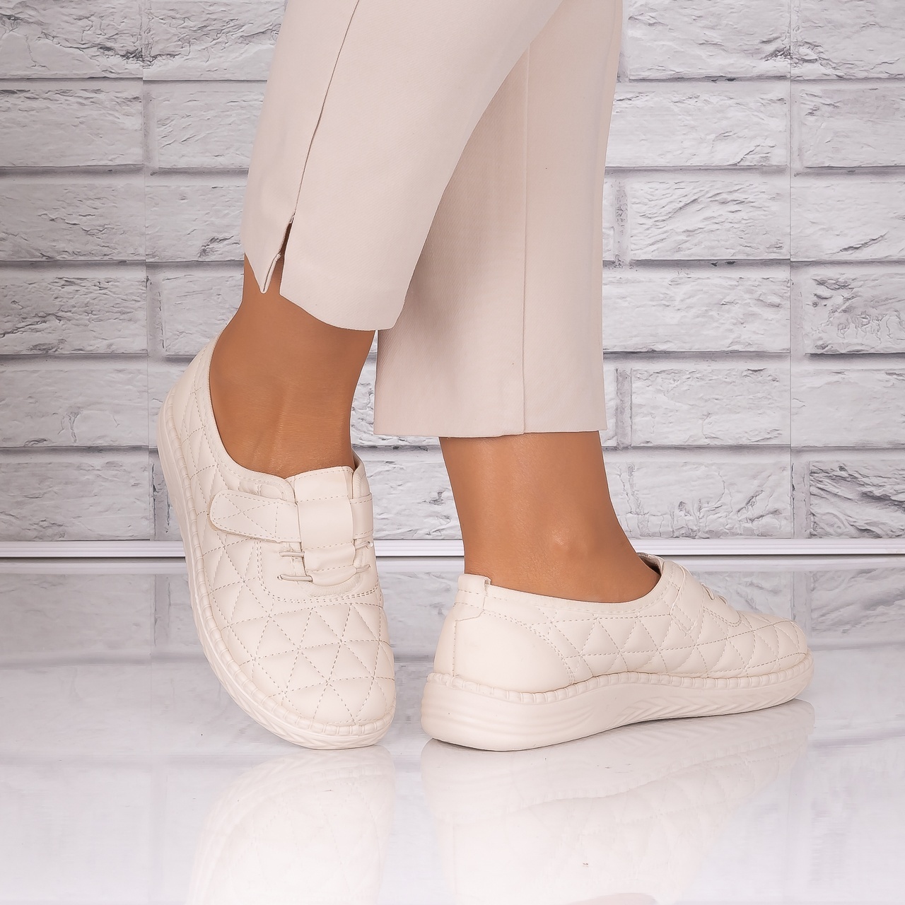 Pantofi dama casual Bej din Piele Ecologica Saraya - poza 4