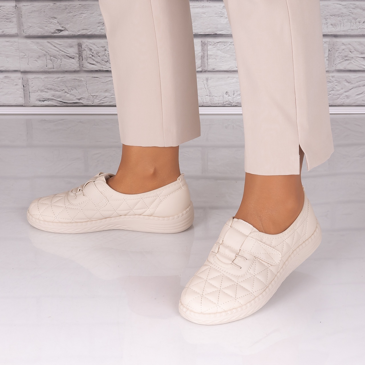 Pantofi dama casual Bej din Piele Ecologica Saraya - poza 5