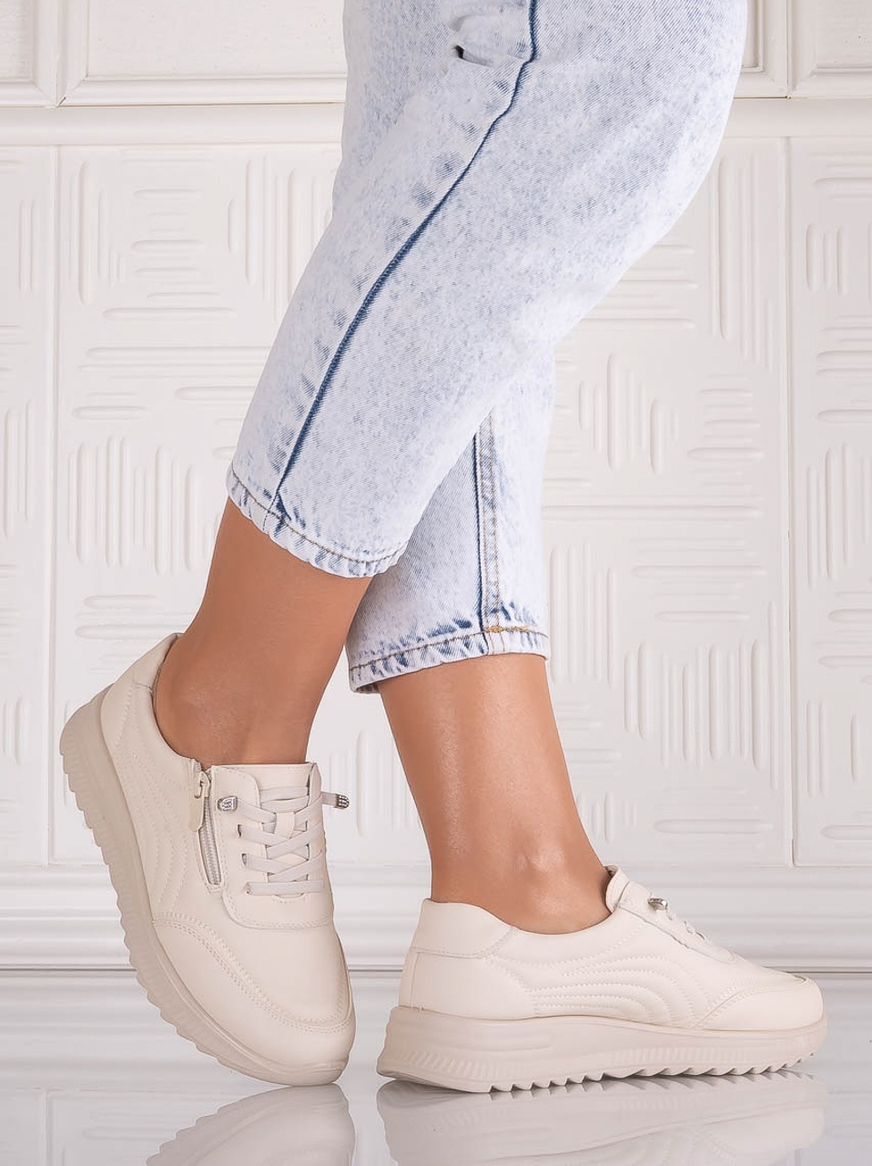 Pantofi dama Casual Bej din Piele Ecologica Savira - poza 5