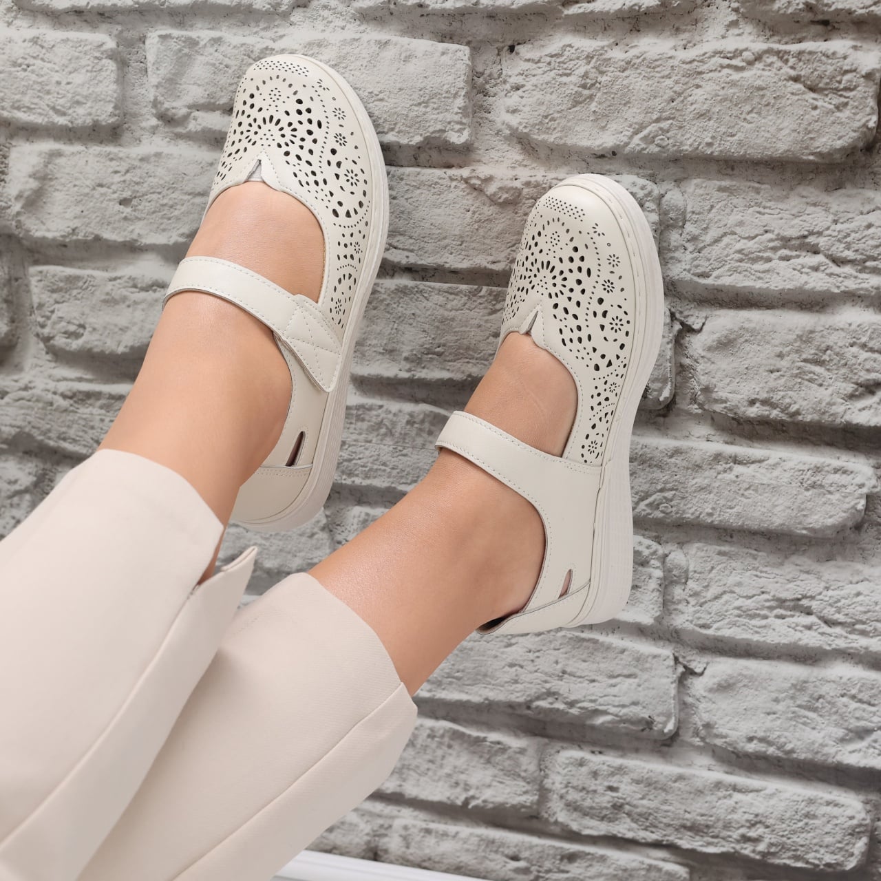 Pantofi dama casual Bej din Piele Ecologica Sensa - poza 2