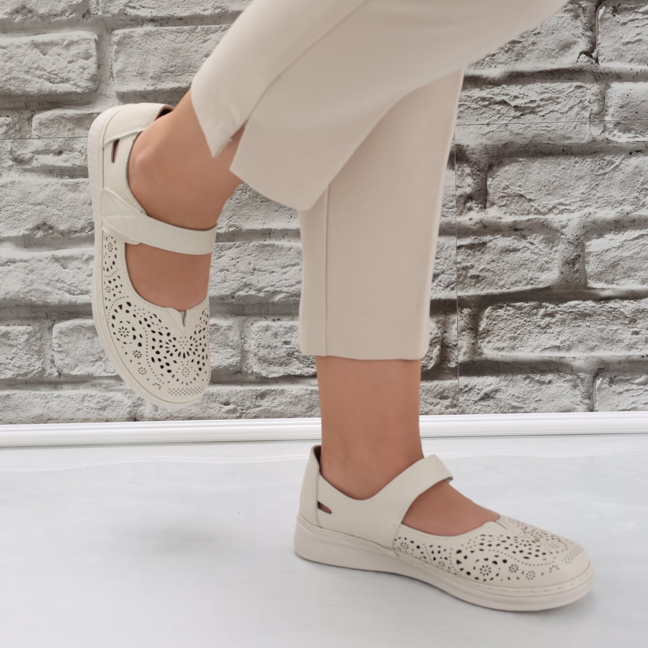 Pantofi dama casual Bej din Piele Ecologica Sensa - poza 5