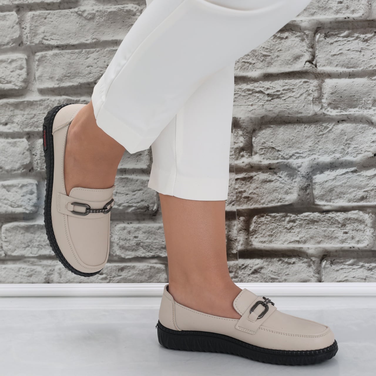 Pantofi dama casual Bej din Piele Ecologica siham - poza 4