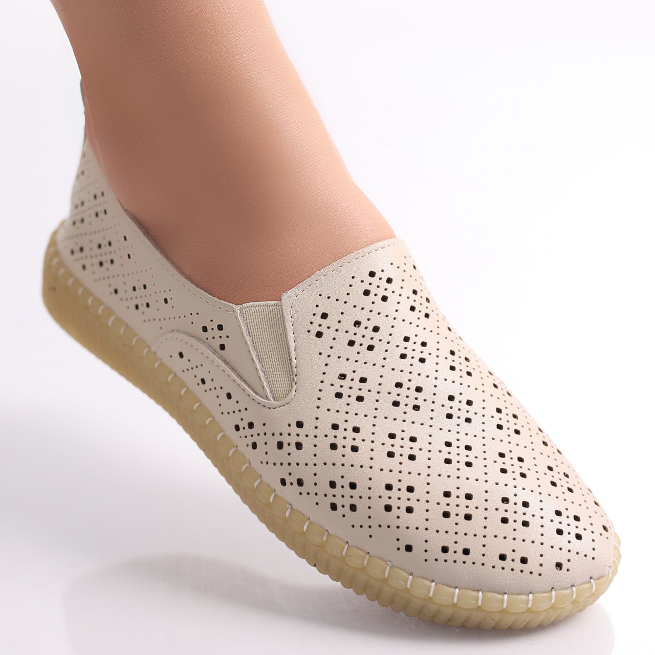 Pantofi dama casual Bej din Piele Ecologica Sovani - poza 3