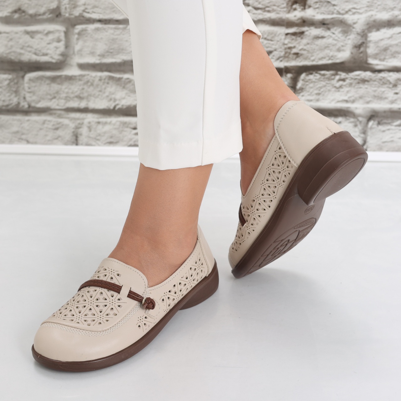 Pantofi dama casual Bej din Piele Ecologica Suhana - poza 4