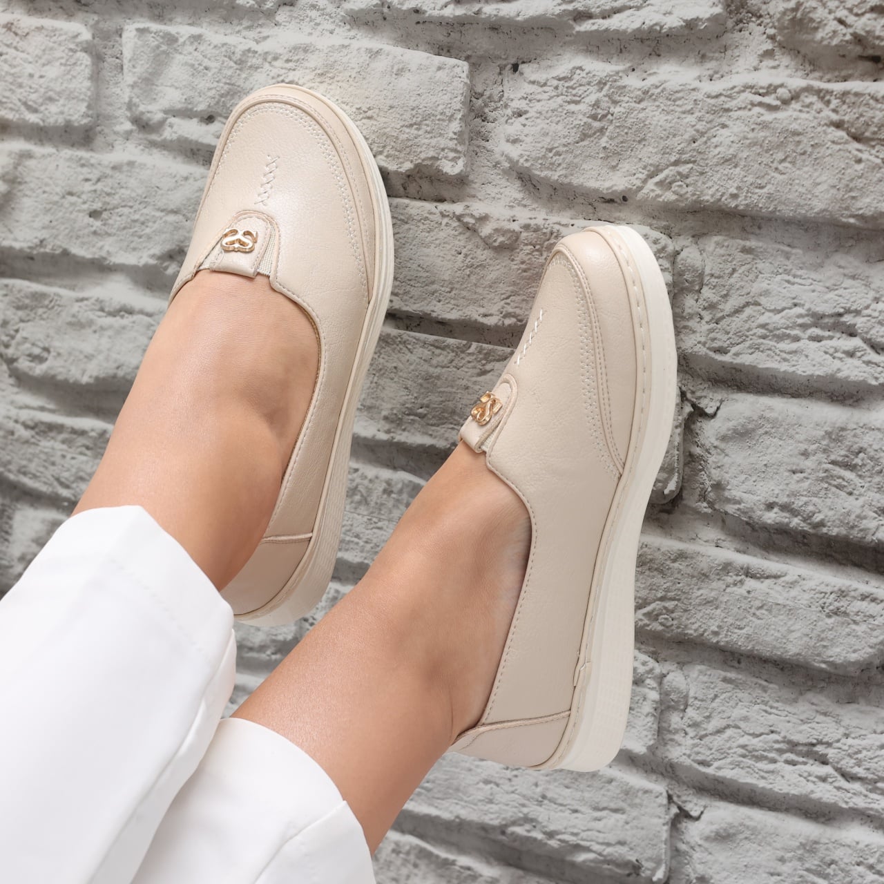 Pantofi dama casual Bej din Piele Ecologica Suraia - poza 1