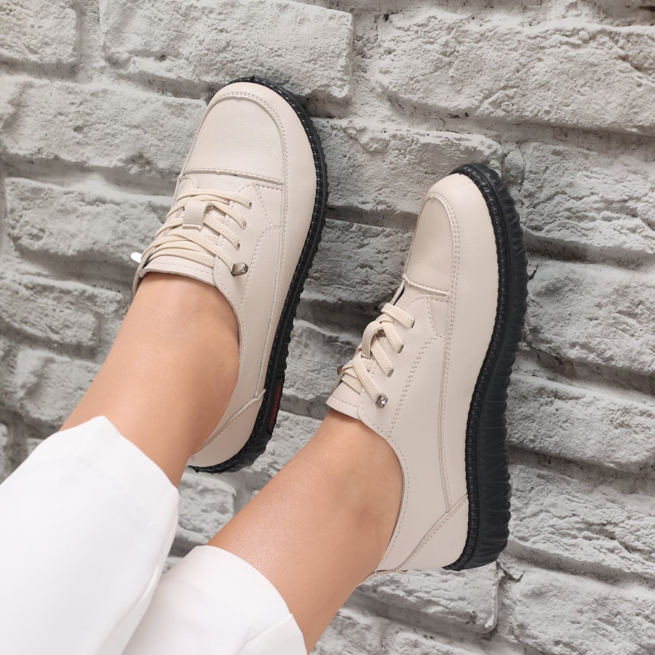 Pantofi dama casual Bej din Piele Ecologica Turina - poza 1