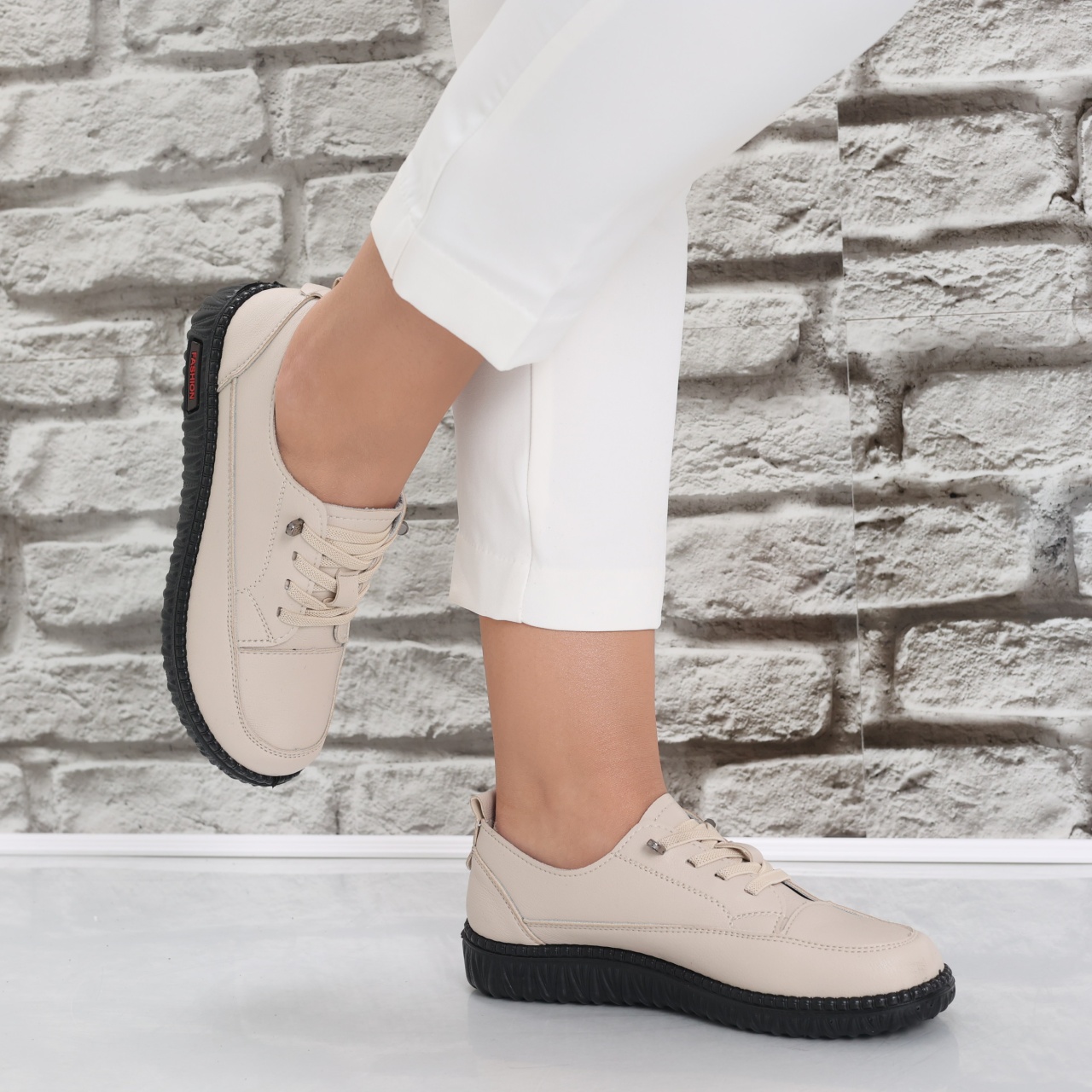 Pantofi dama casual Bej din Piele Ecologica Turina - poza 5