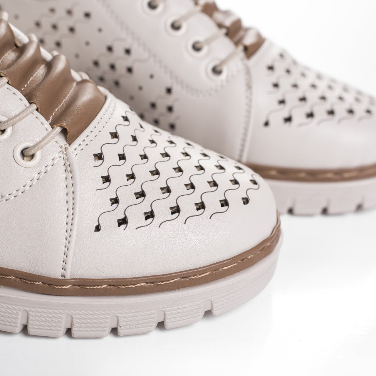 Pantofi dama casual Bej din Piele Ecologica Tusami - poza 4