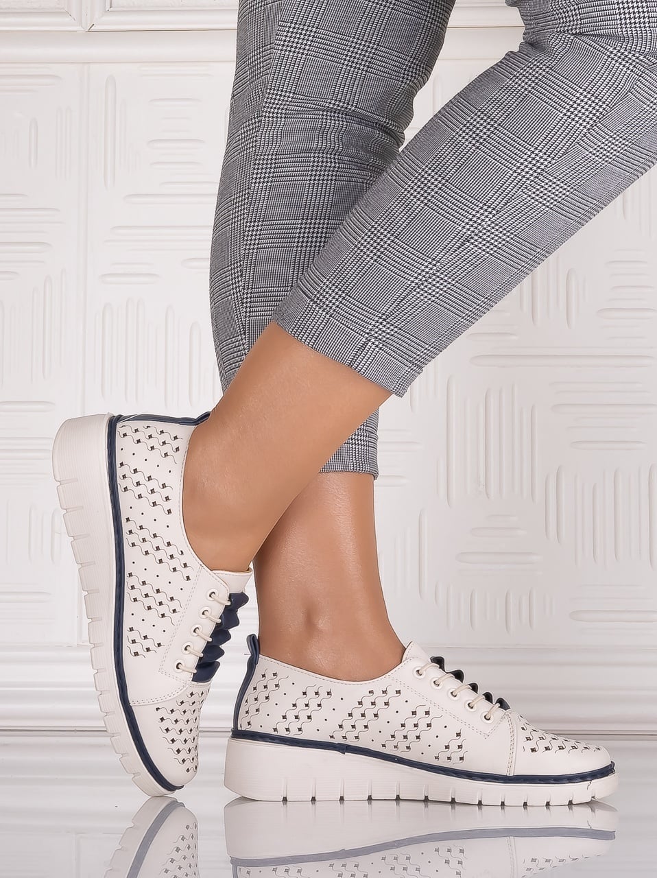 Pantofi dama casual Bej din Piele Ecologica Tusami - poza 4