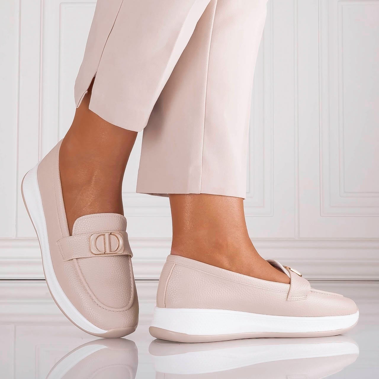 Pantofi dama Casual Bej din Piele Ecologica Ulmira - poza 4