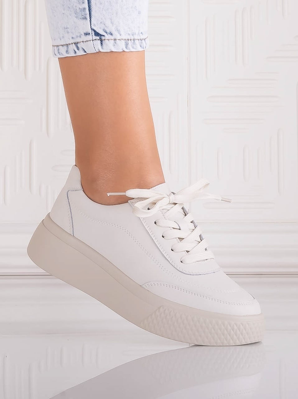 Pantofi dama casual Bej din Piele Naturala Adiza - poza 1