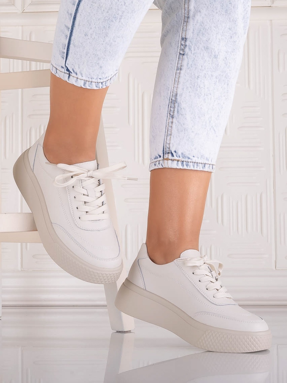 Pantofi dama casual Bej din Piele Naturala Adiza - poza 2