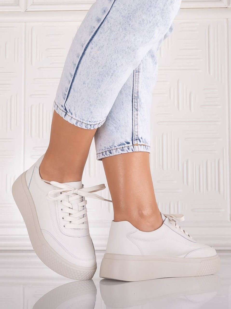 Pantofi dama casual Bej din Piele Naturala Adiza - poza 4