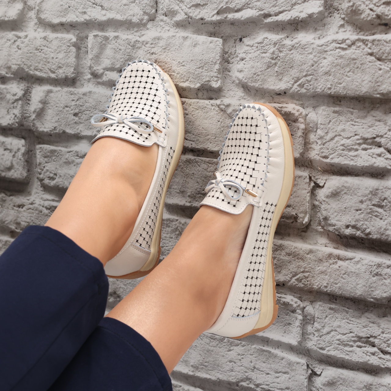Pantofi dama casual Bej din Piele Naturala Alinca - poza 2
