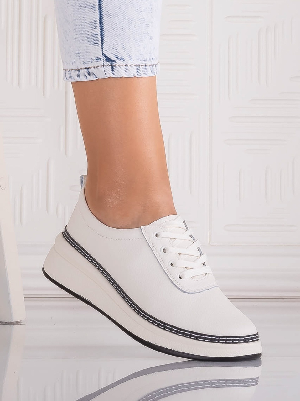 Pantofi dama casual Bej din Piele Naturala Alonsa - poza 1