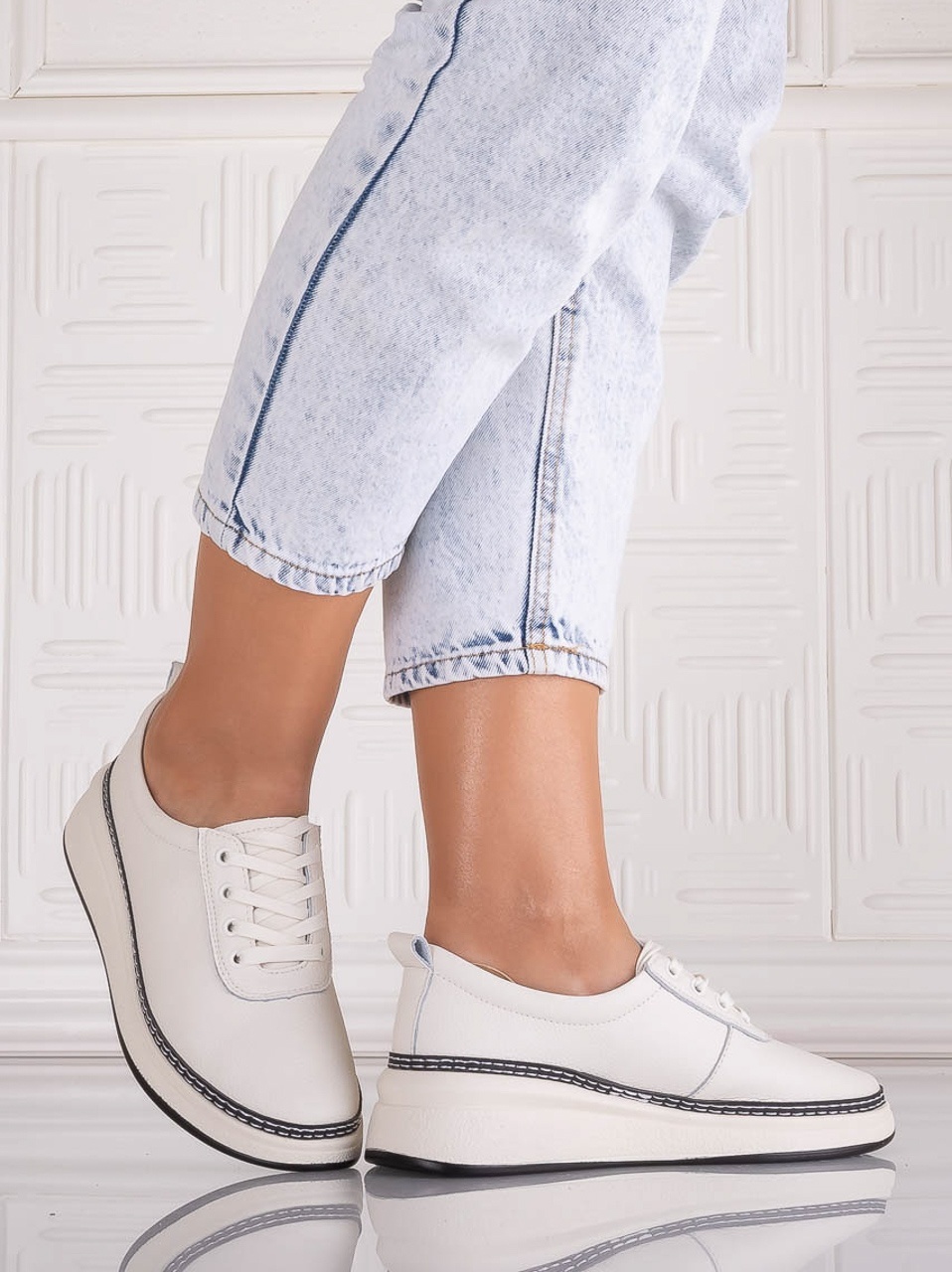 Pantofi dama casual Bej din Piele Naturala Alonsa - poza 4