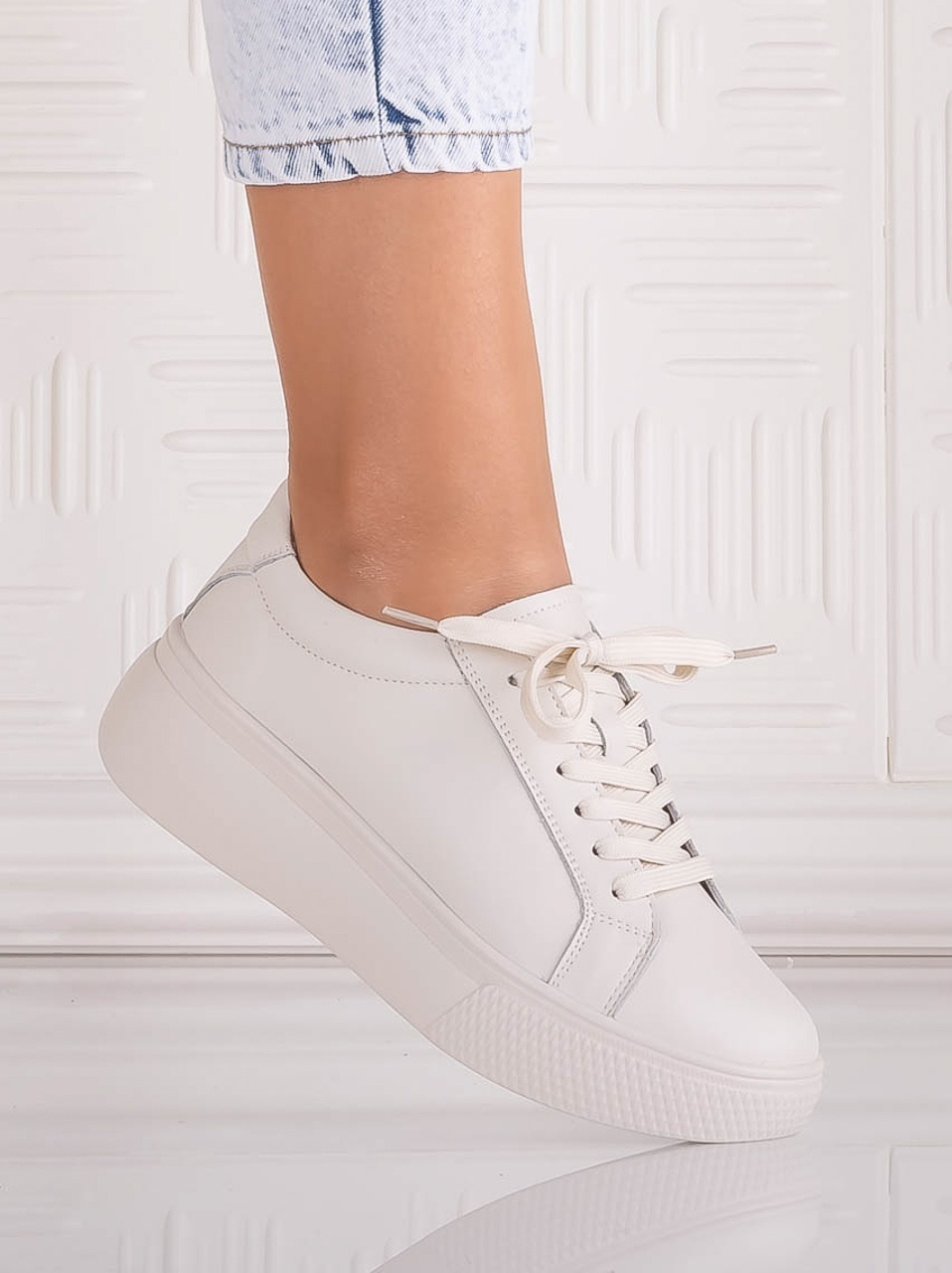Pantofi dama casual Bej din Piele Naturala Aziva - poza 2