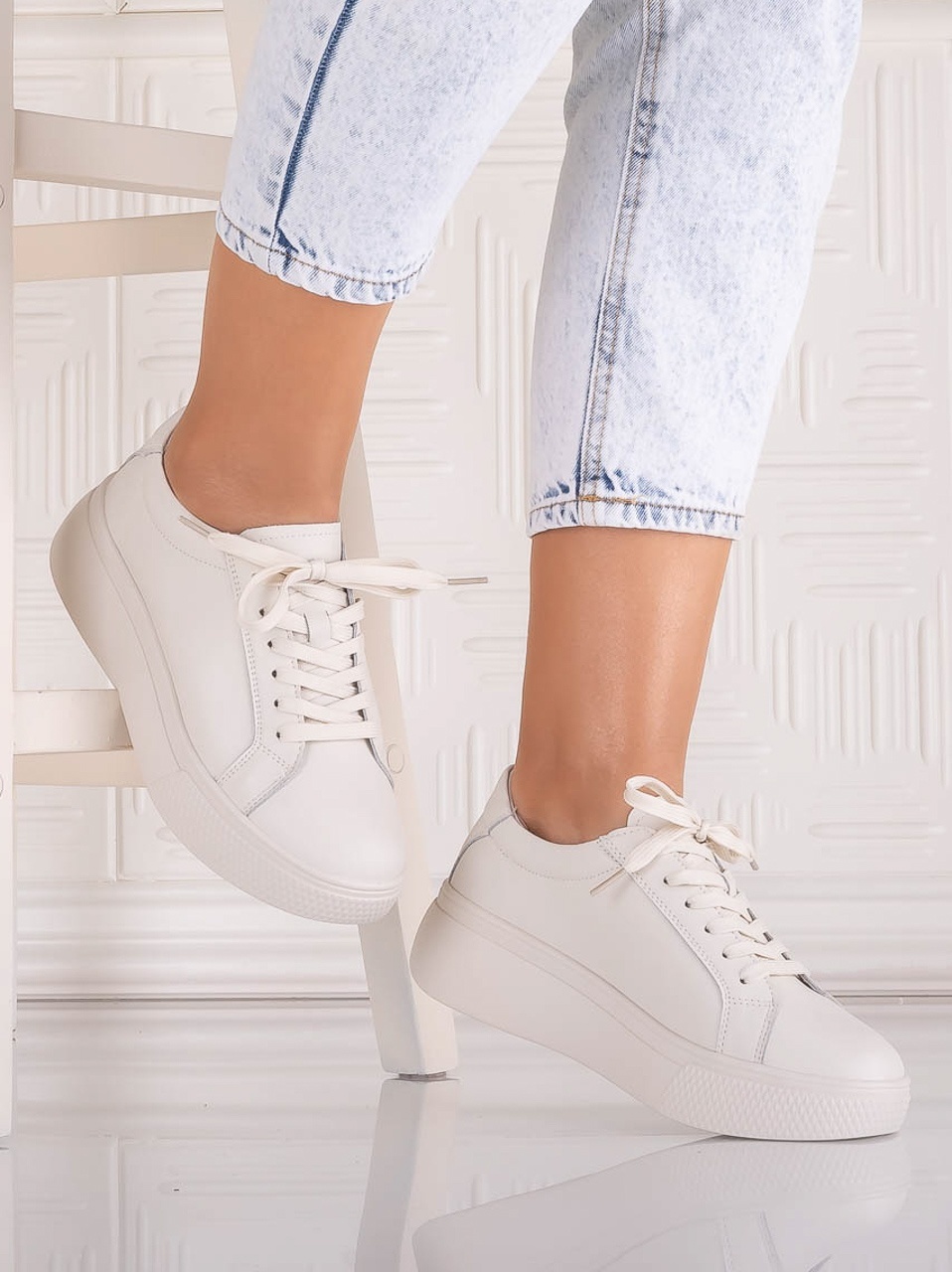 Pantofi dama casual Bej din Piele Naturala Aziva - poza 3