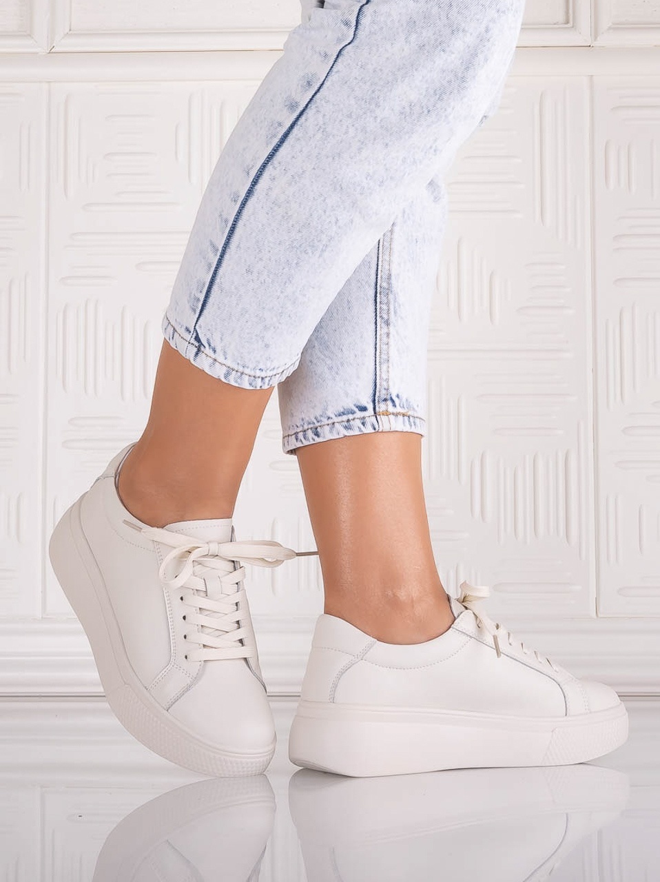 Pantofi dama casual Bej din Piele Naturala Aziva - poza 5