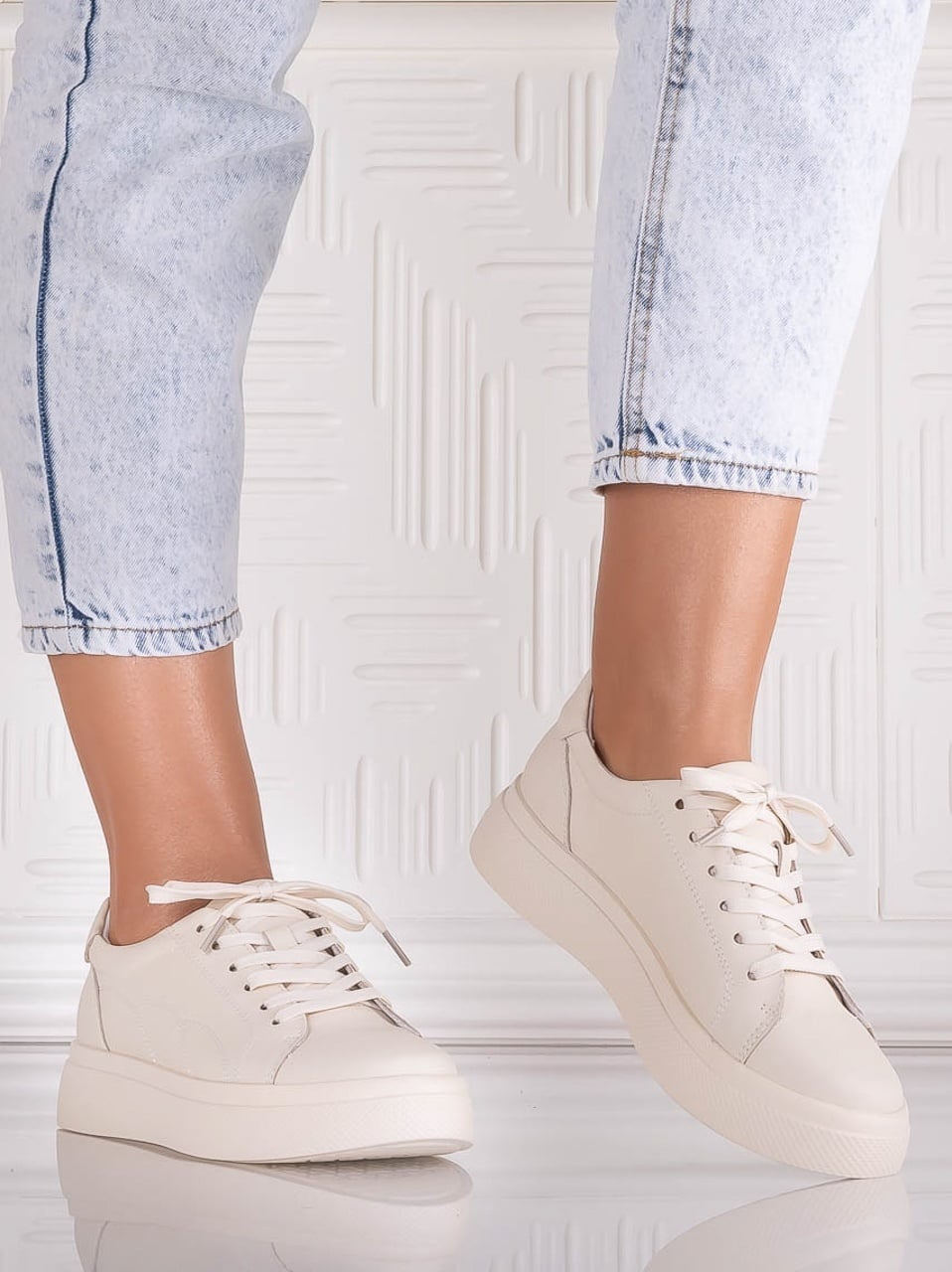 Pantofi dama casual Bej din Piele Naturala Carisna - poza 4