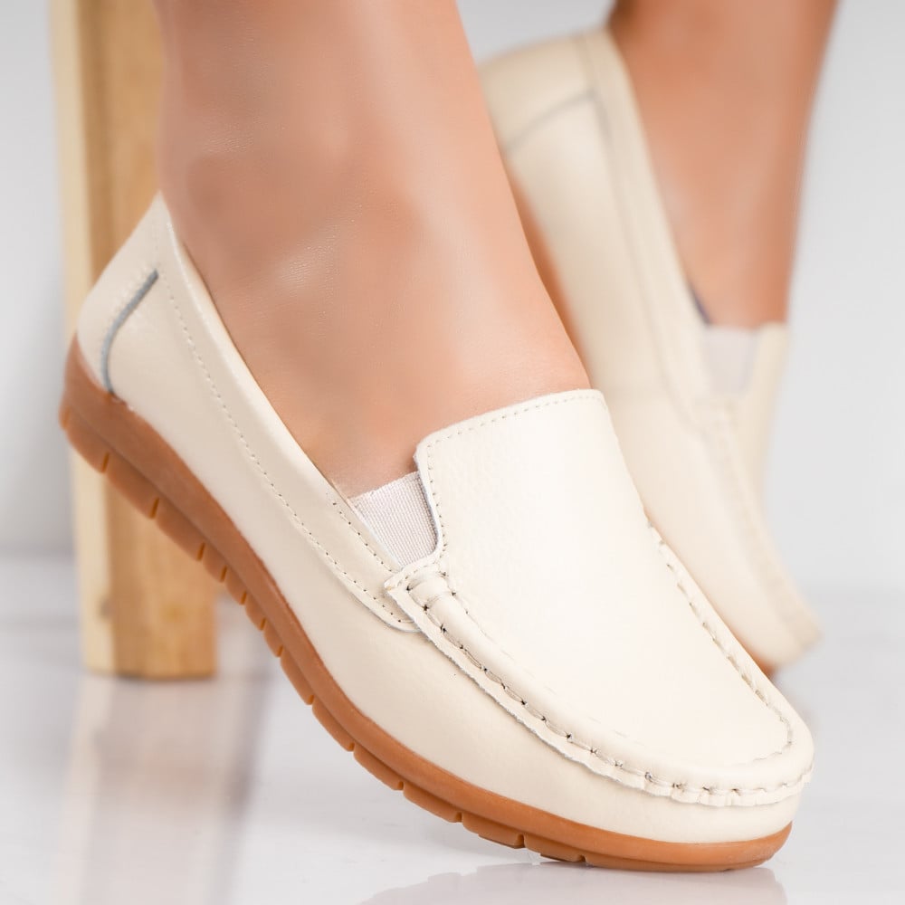 Pantofi dama casual Bej din Piele Naturala Comoi - poza 1