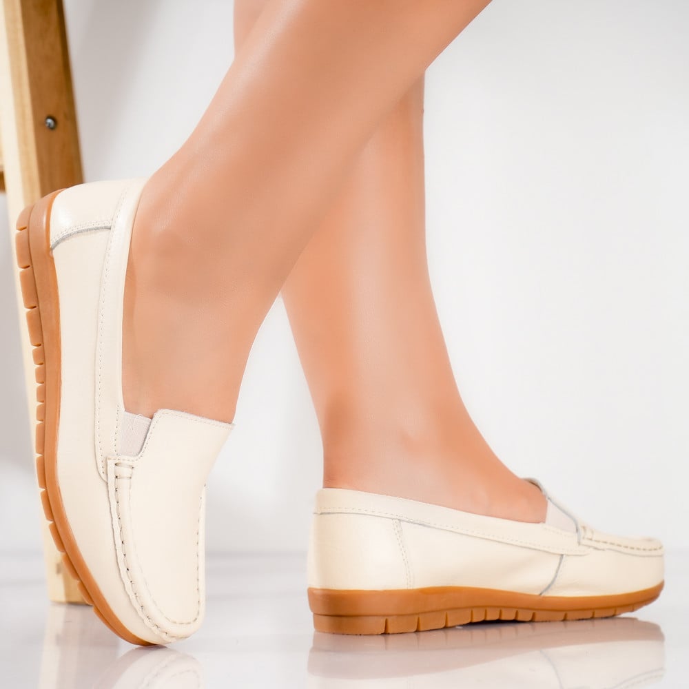 Pantofi dama casual Bej din Piele Naturala Comoi - poza 2