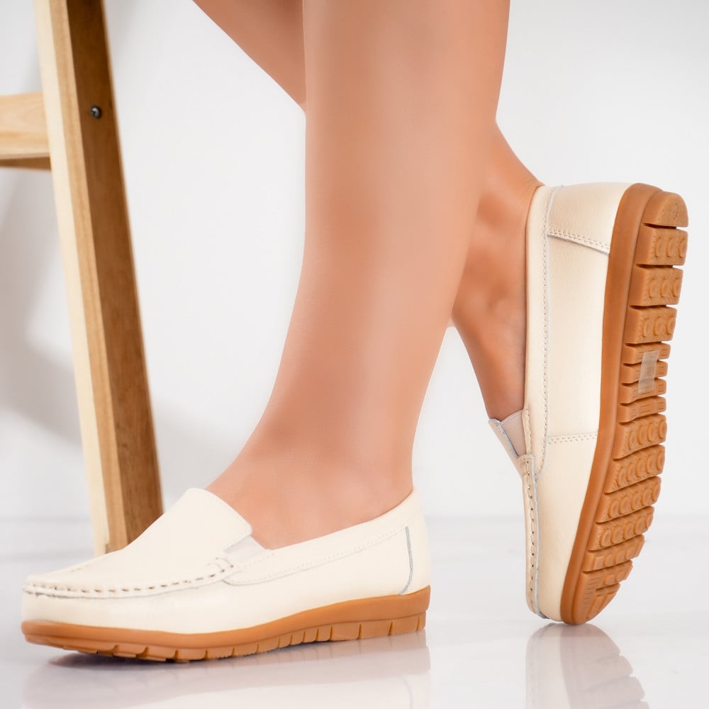 Pantofi dama casual Bej din Piele Naturala Comoi - poza 3