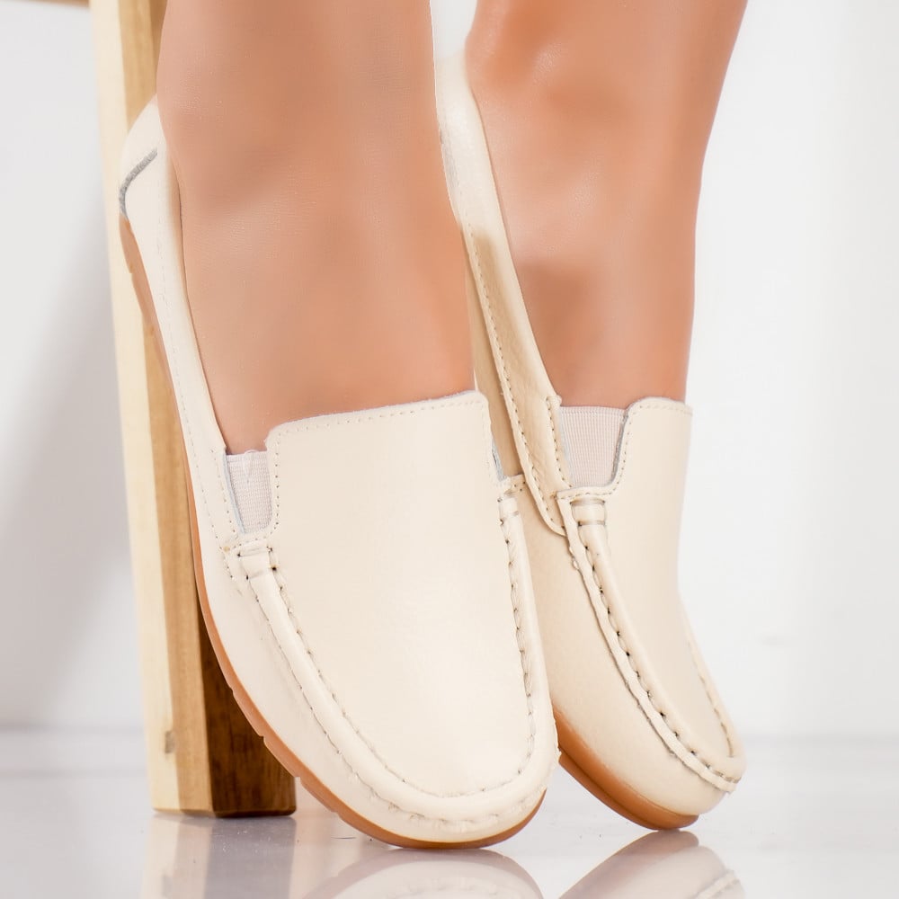 Pantofi dama casual Bej din Piele Naturala Comoi - poza 4