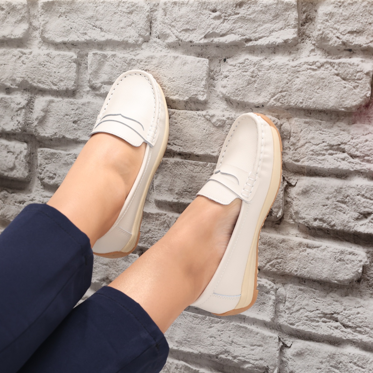 Pantofi dama casual Bej din Piele Naturala Nada - poza 2
